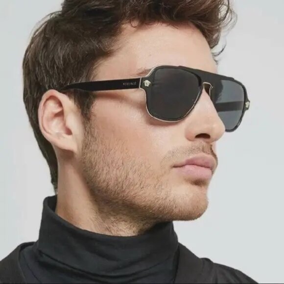 Versace Women Sunglasses Black Grey Polarized Pilot VE2199 100281 NEW AUTHENTIC - Picture 12 of 12